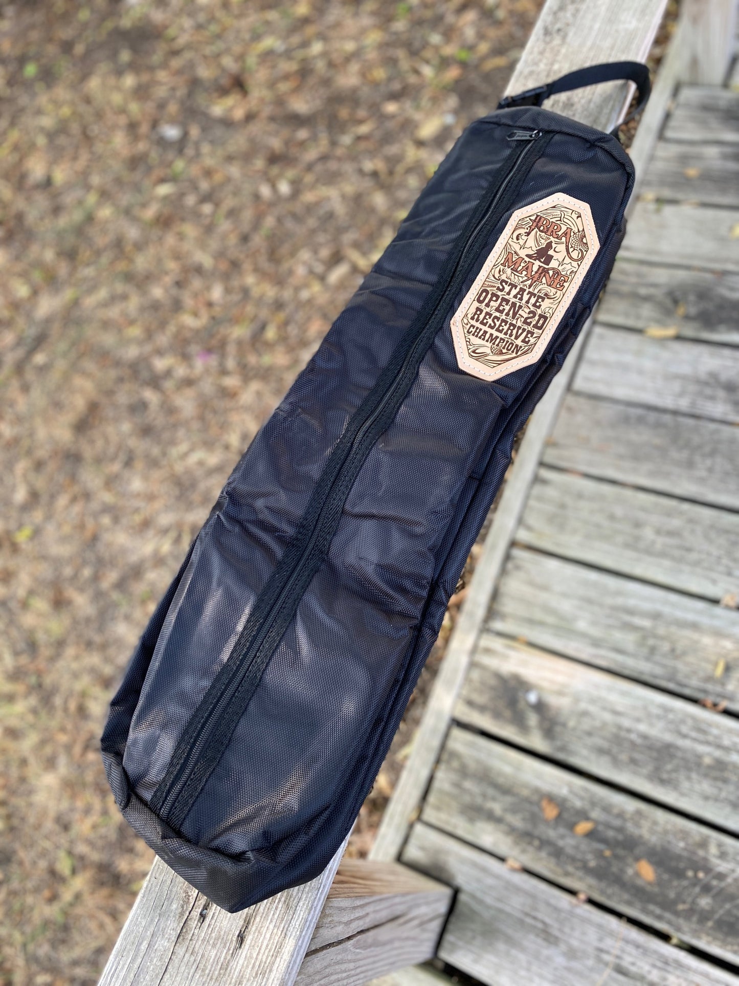 Custom Trophy Bridle Bag — Personalized Bridle and Halter Bag with Lasered Leather Patch for Horse Show Awards