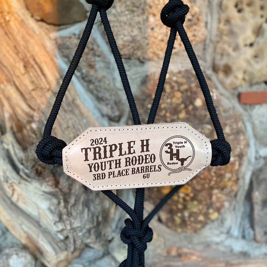 Custom Trophy Rope Bronc Halter with Personalized Leather Noseband