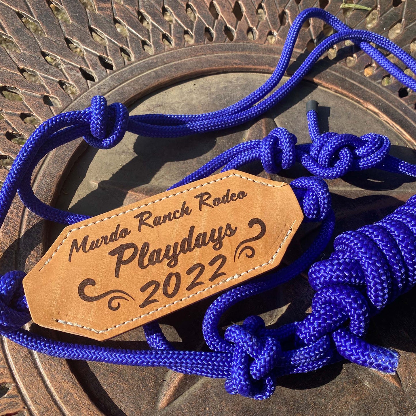 Custom Trophy Rope Bronc Halter with Personalized Leather Noseband
