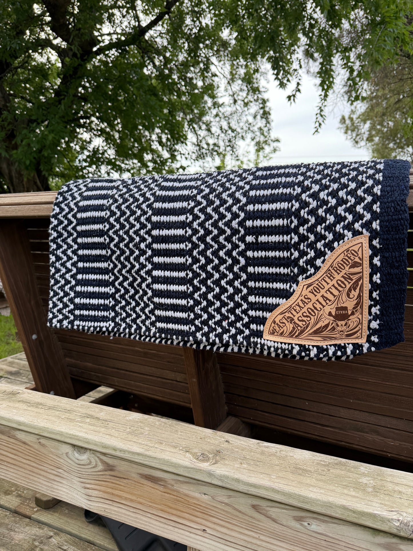 ZigZag Custom Award Saddle Blanket – Double Weave with Engraved Leather Corners