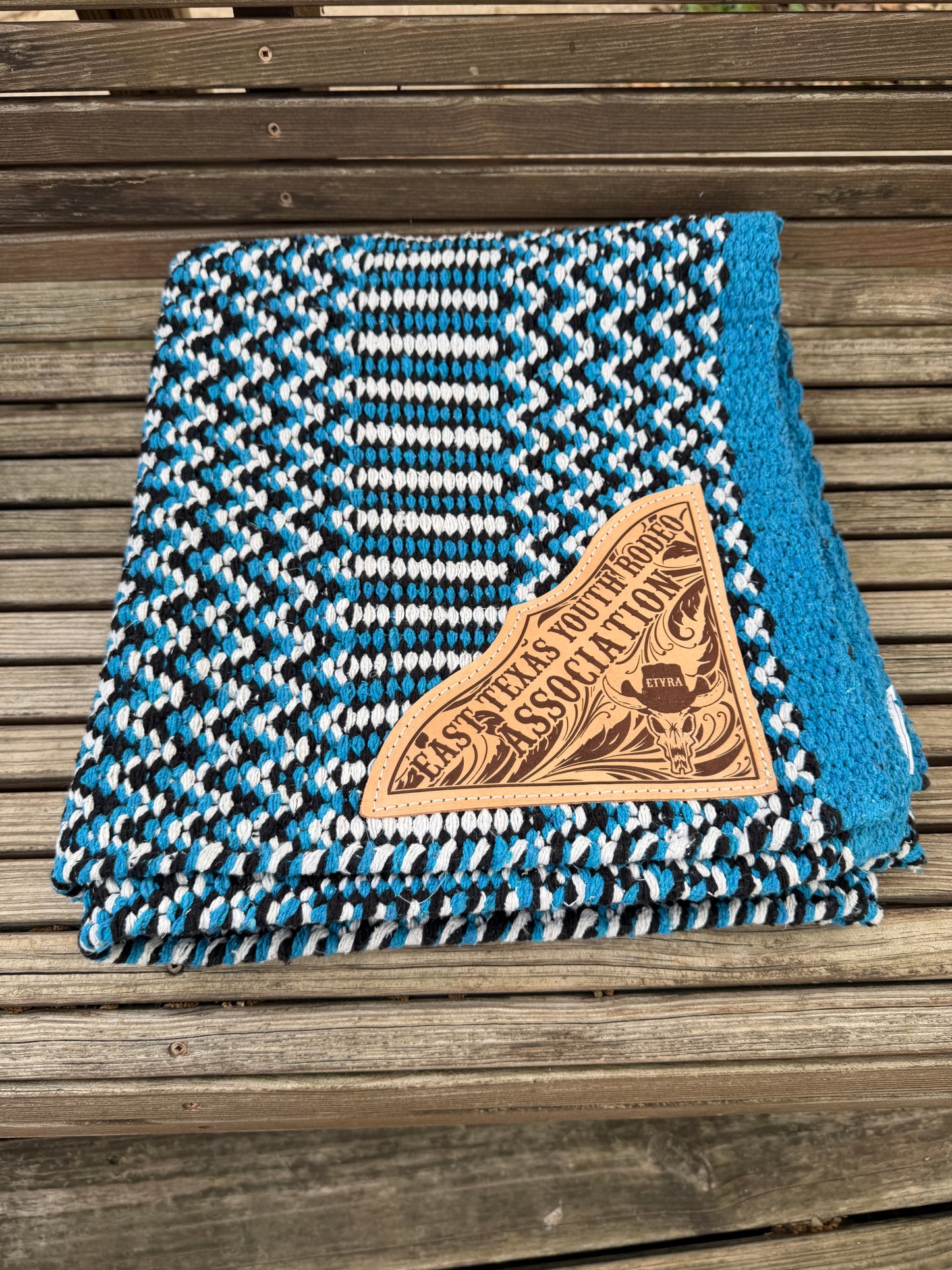 ZigZag Custom Award Saddle Blanket – Double Weave with Engraved Leather Corners