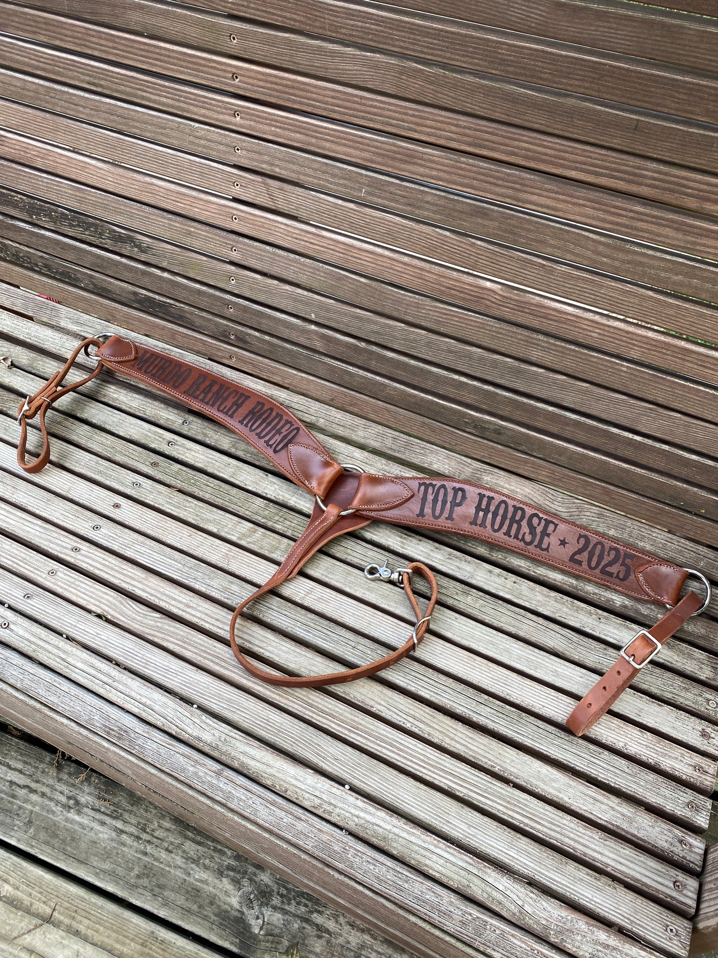 Custom Laser Engraved Tapered Roper Breast Collar – Handcrafted Western Tack