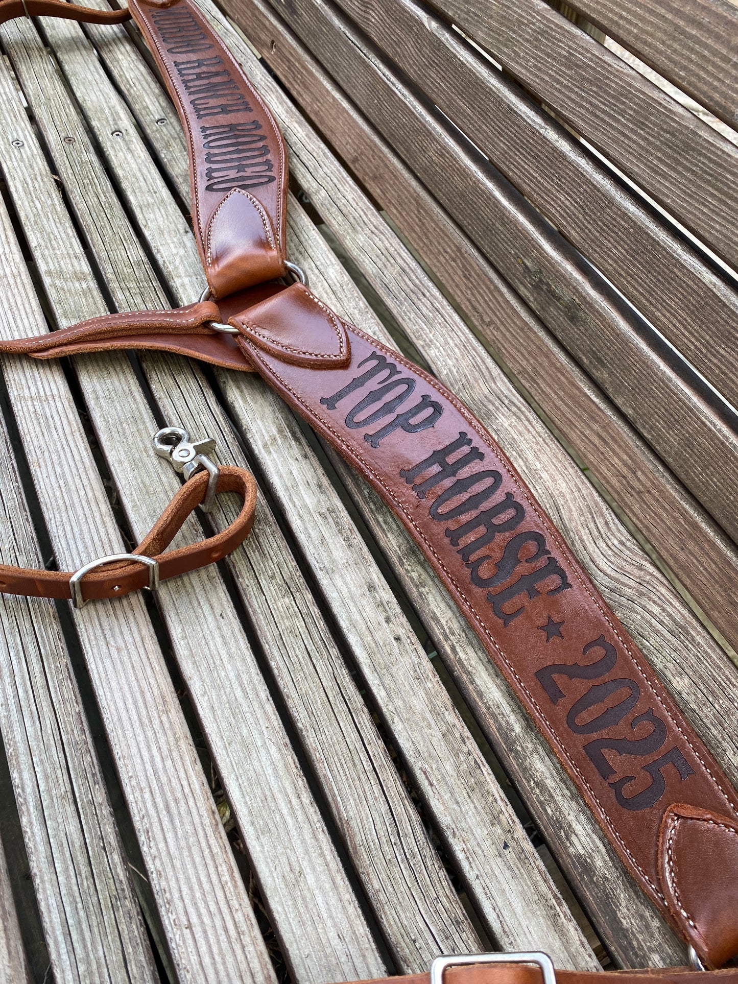 Custom Laser Engraved Tapered Roper Breast Collar – Handcrafted Western Tack