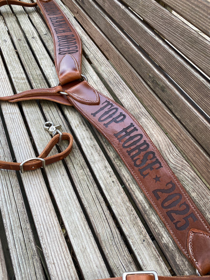 Custom Laser Engraved Tapered Roper Breast Collar – Handcrafted Western Tack