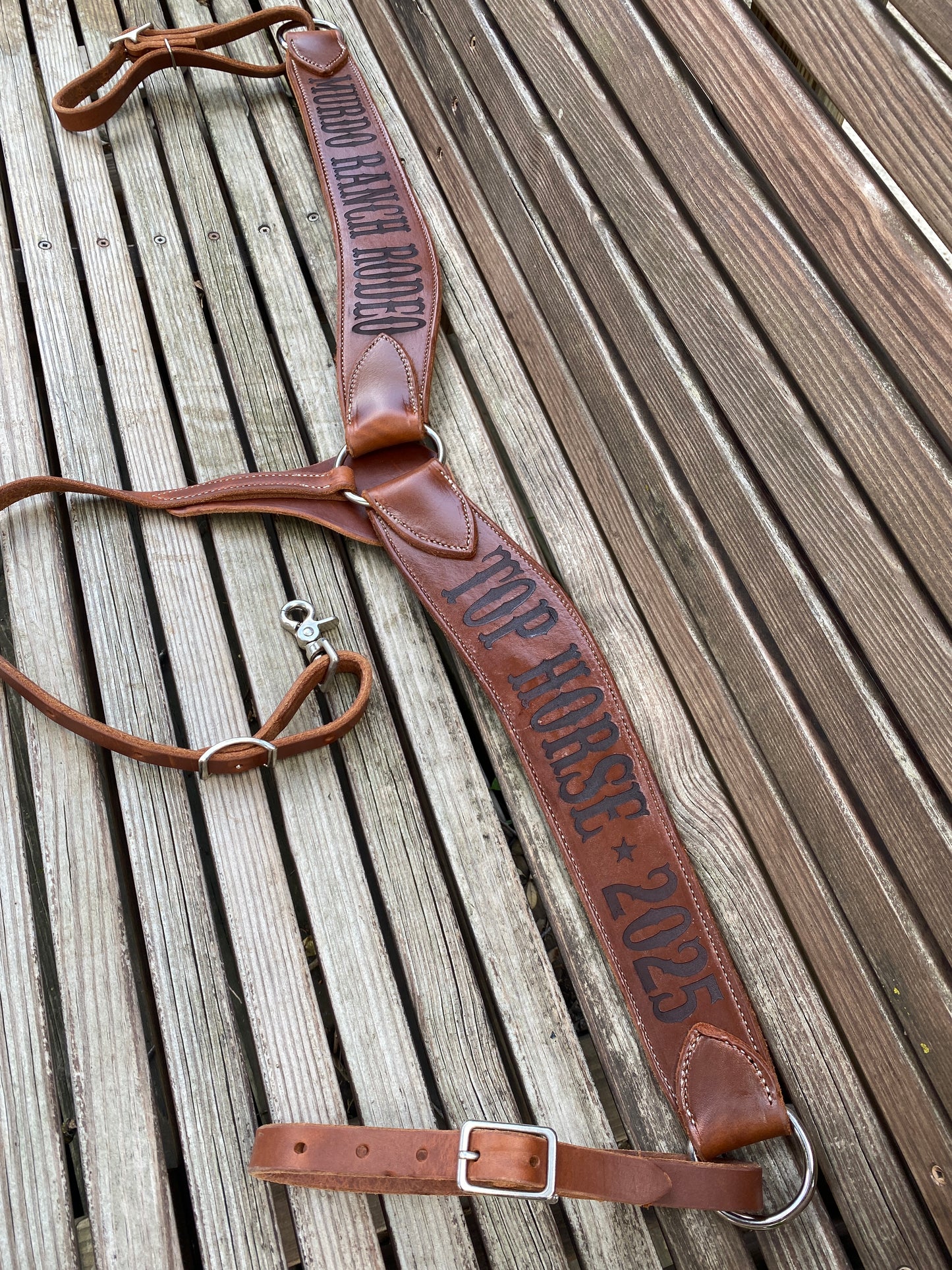 Custom Laser Engraved Tapered Roper Breast Collar – Handcrafted Western Tack