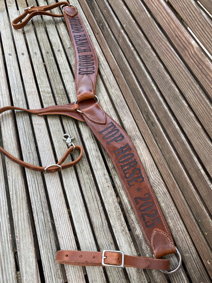 Custom Laser Engraved Tapered Roper Breast Collar – Handcrafted Western Tack