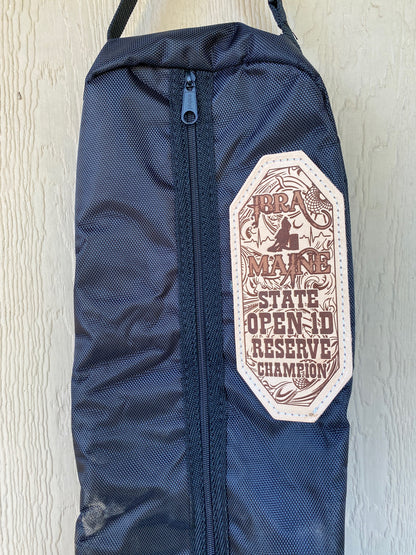 Custom Trophy Bridle Bag — Personalized Bridle and Halter Bag with Lasered Leather Patch for Horse Show Awards