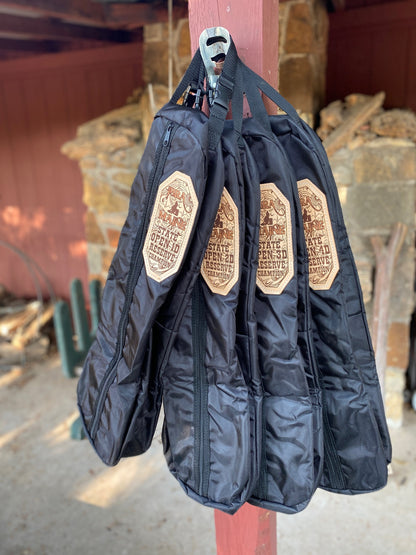 Custom Trophy Bridle Bag — Personalized Bridle and Halter Bag with Lasered Leather Patch for Horse Show Awards
