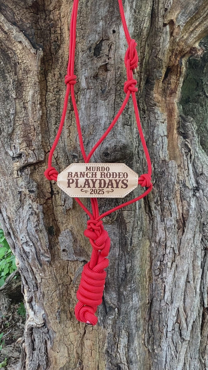 Custom Trophy Rope Bronc Halter with Personalized Leather Noseband